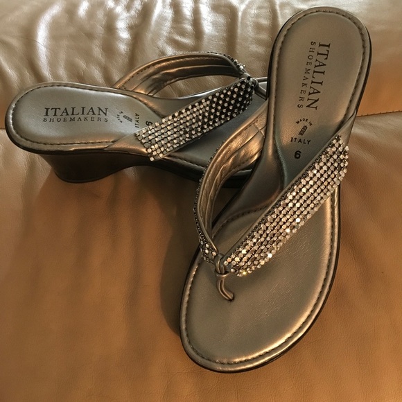 italian shoemakers rhinestone flip flops